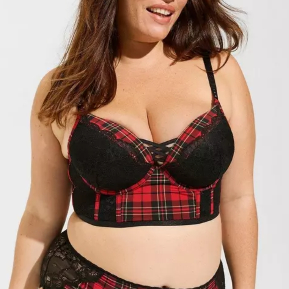 NEW Long Line Plaid Push-Up Bra Size 42C NWT Torrid